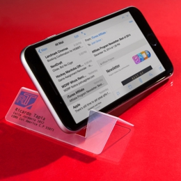 Soporte poxbay CEL030 base soporte para celular tarjeta de presentación promocional ejecutivo regalo ejecutivo impresión serigrafia